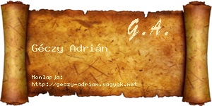 Géczy Adrián névjegykártya